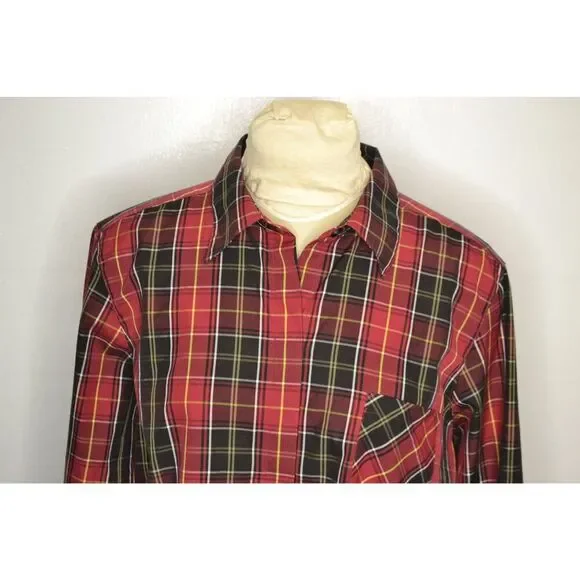Orvis Women's 18 Red Buffalo Plaid Long Sleeve Button Down Tunic Shirt - Picture 2 of 11